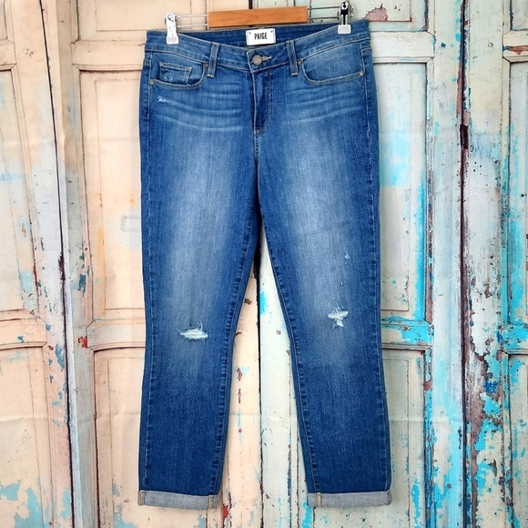 Paige Kylie Crop Destructed Jeans in Nora colorway - Picture 2 of 9